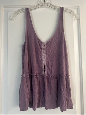 American Eagle Outfitters Mauve Tiered Button-Front Tank
